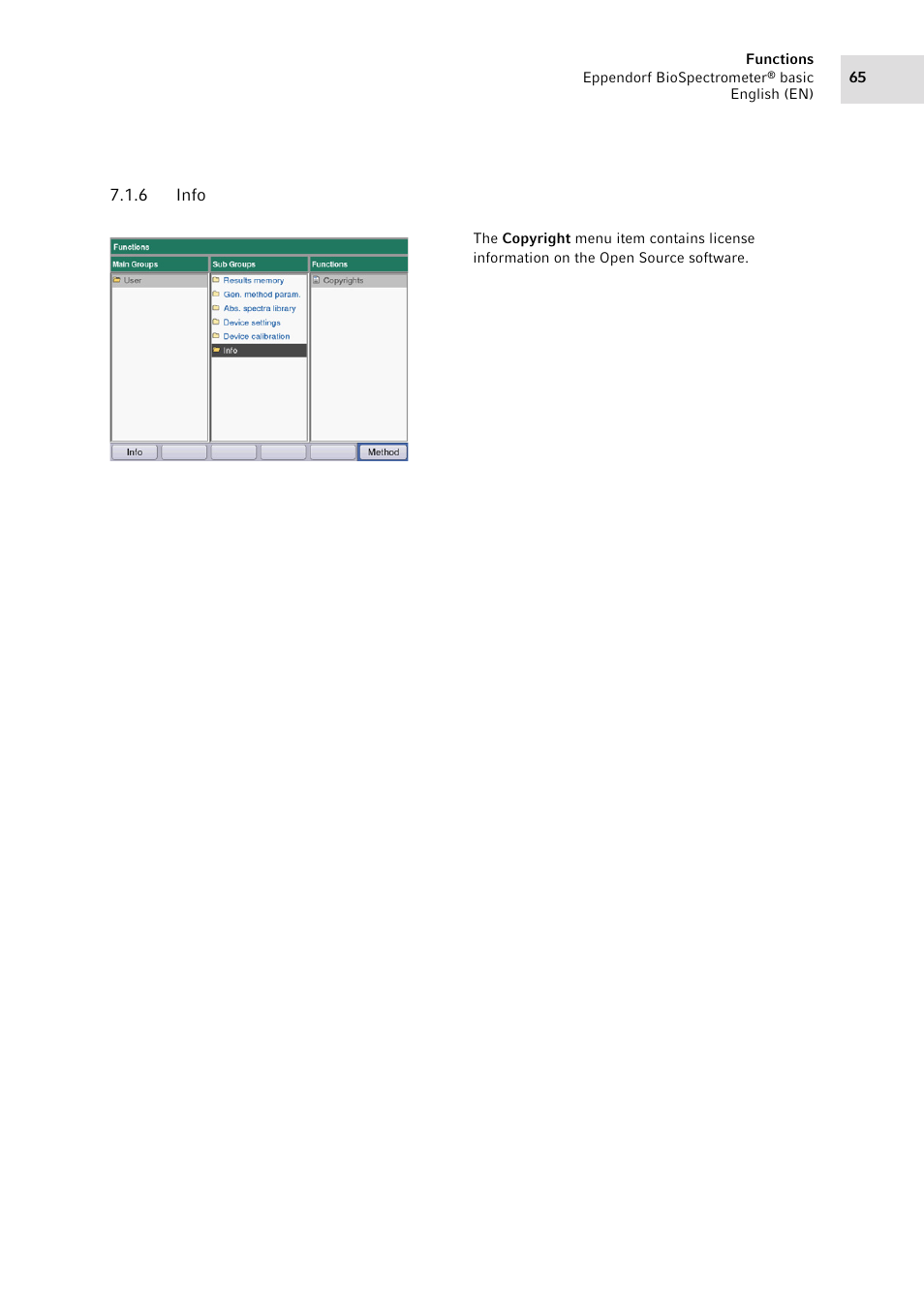 6 info, Info | Eppendorf BioSpectrometer basic User Manual | Page 65 / 104