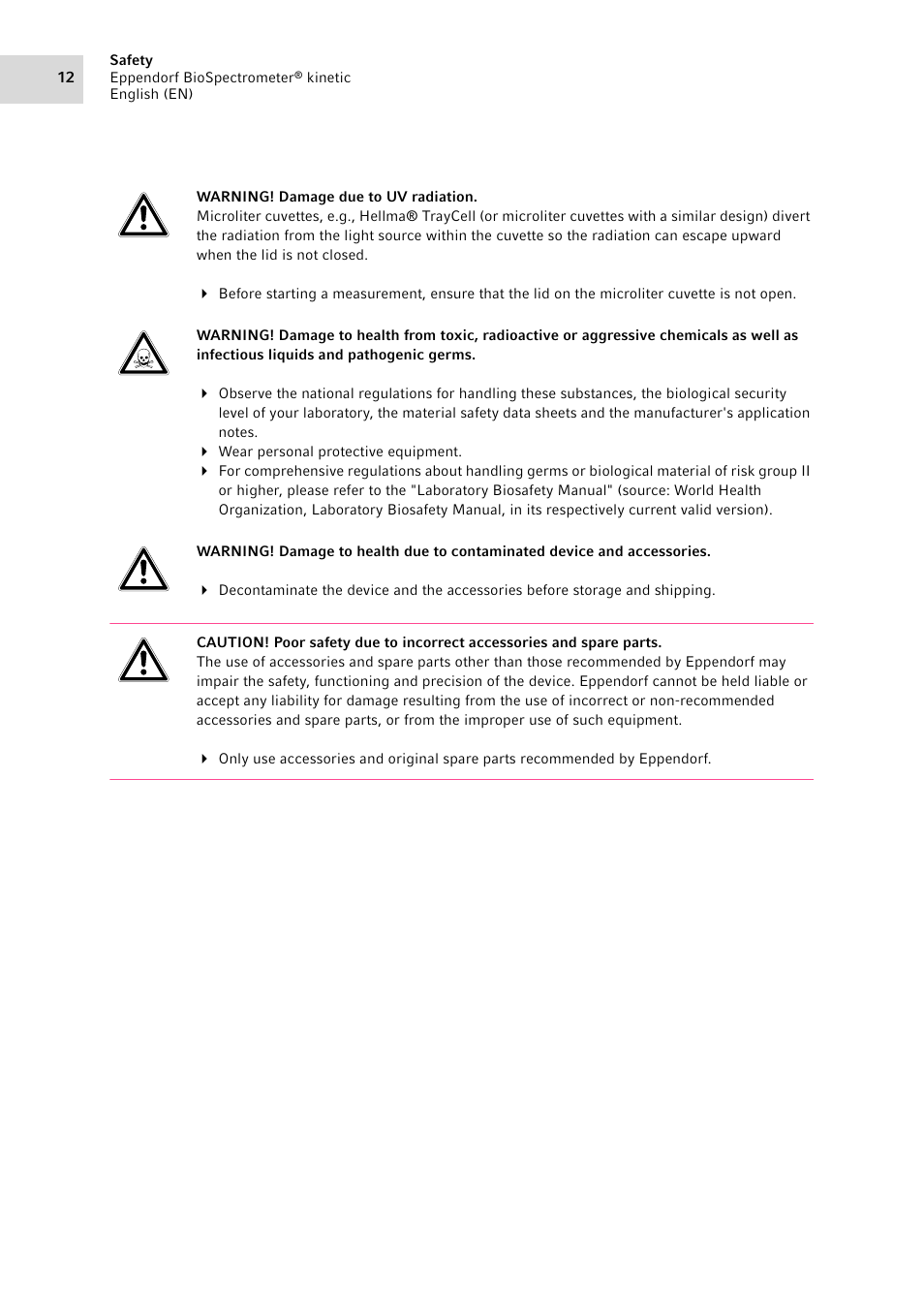 Eppendorf BioSpectrometer kinetic User Manual | Page 12 / 106