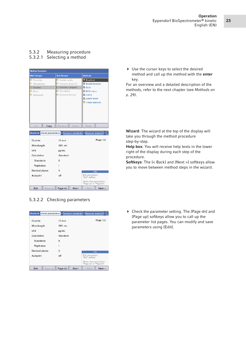 2 measuring procedure, Measuring procedure | Eppendorf BioSpectrometer kinetic User Manual | Page 23 / 106