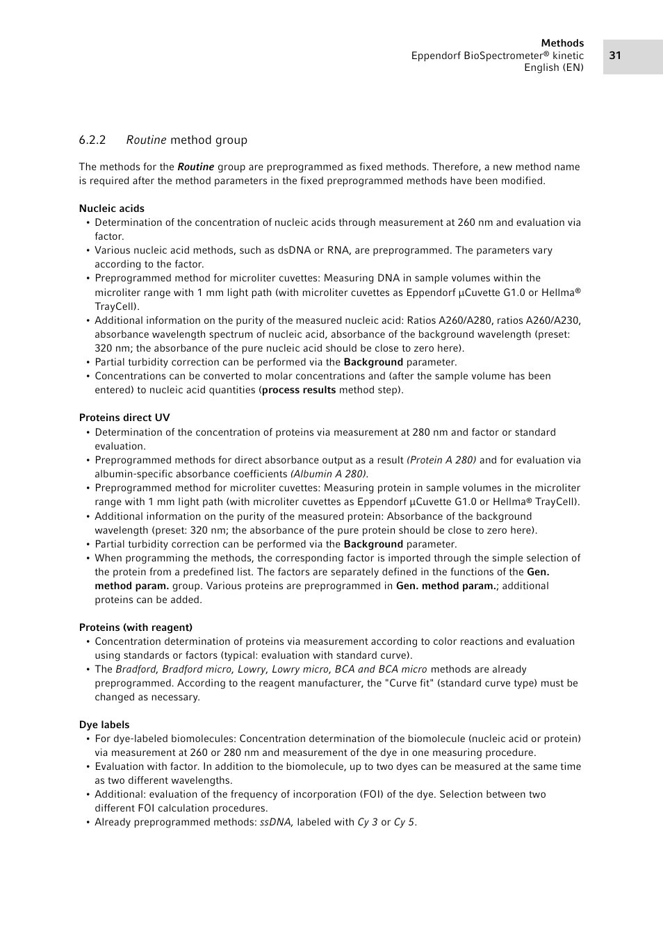 2 routine method group, Routine method group | Eppendorf BioSpectrometer kinetic User Manual | Page 31 / 106