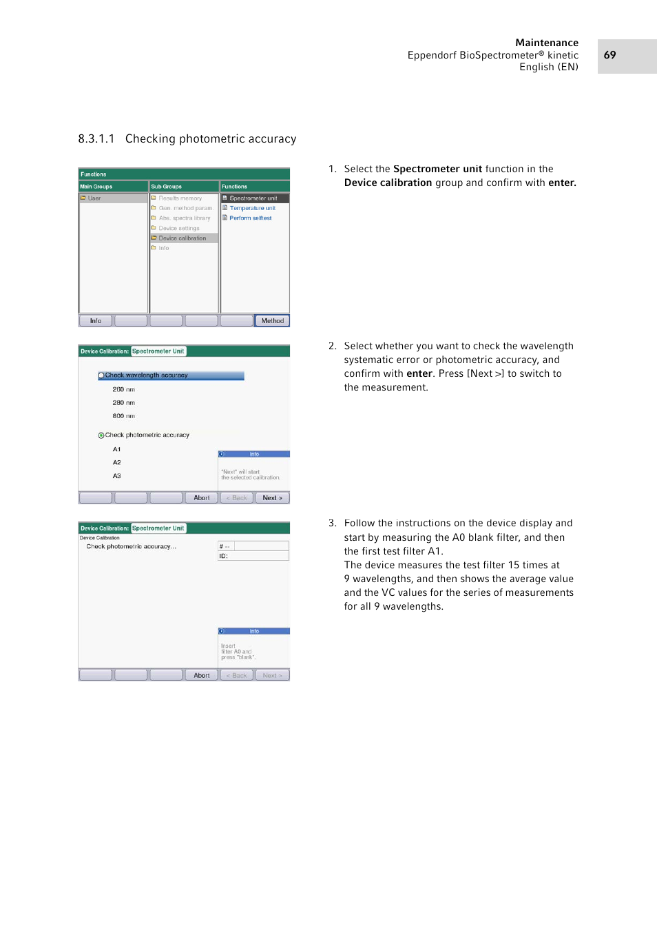 Eppendorf BioSpectrometer kinetic User Manual | Page 69 / 106