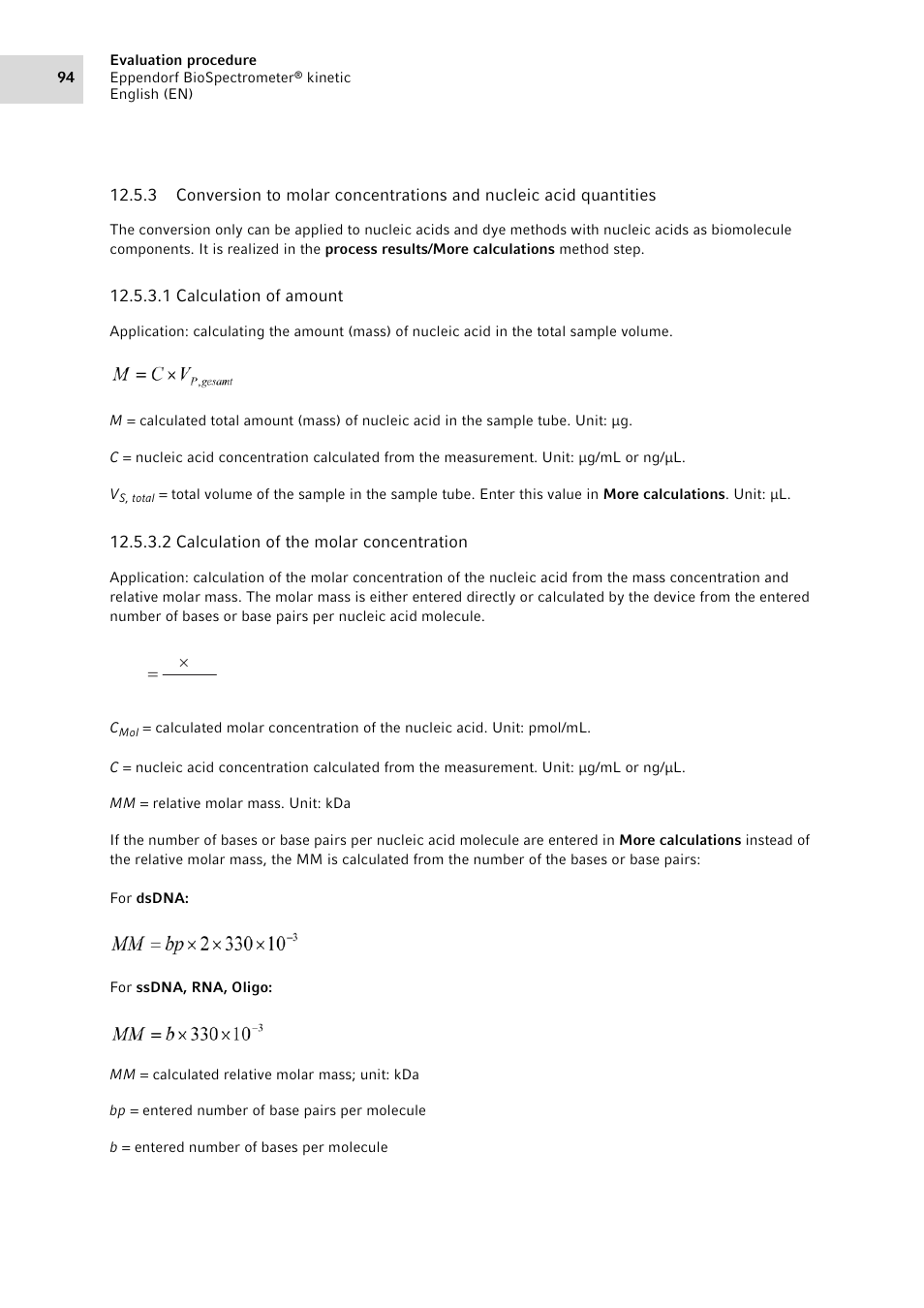 Mm c c, 10 u | Eppendorf BioSpectrometer kinetic User Manual | Page 94 / 106