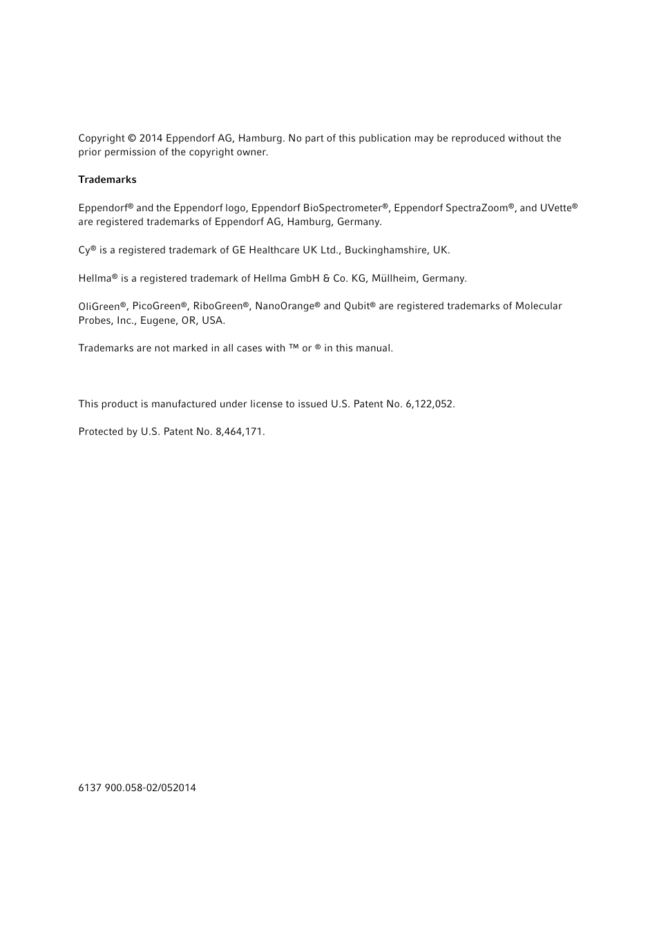 Eppendorf BioSpectrometer fluorescence User Manual | Page 2 / 102