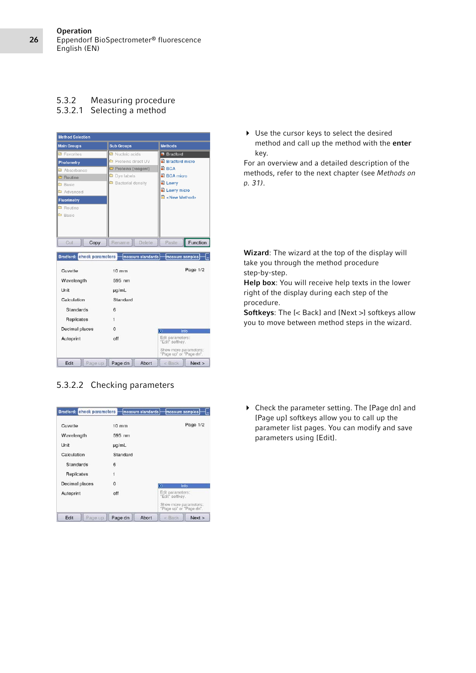2 measuring procedure, Measuring procedure | Eppendorf BioSpectrometer fluorescence User Manual | Page 26 / 102