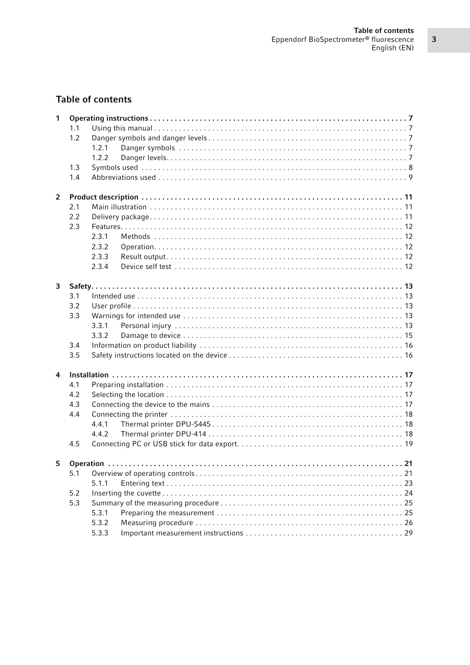 Eppendorf BioSpectrometer fluorescence User Manual | Page 3 / 102