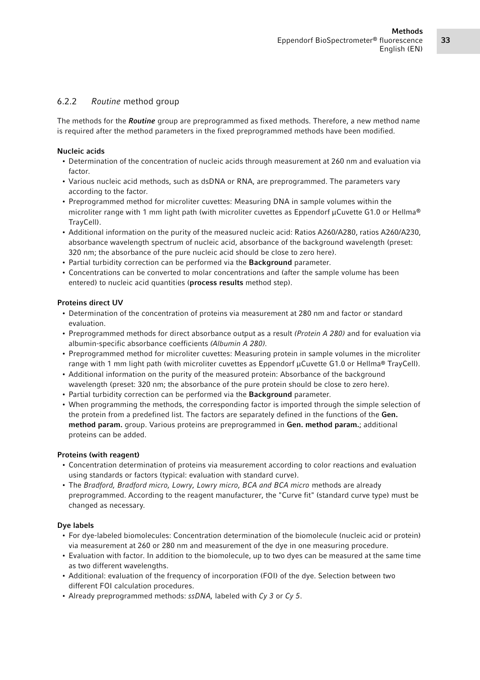 2 routine method group, Routine method group | Eppendorf BioSpectrometer fluorescence User Manual | Page 33 / 102