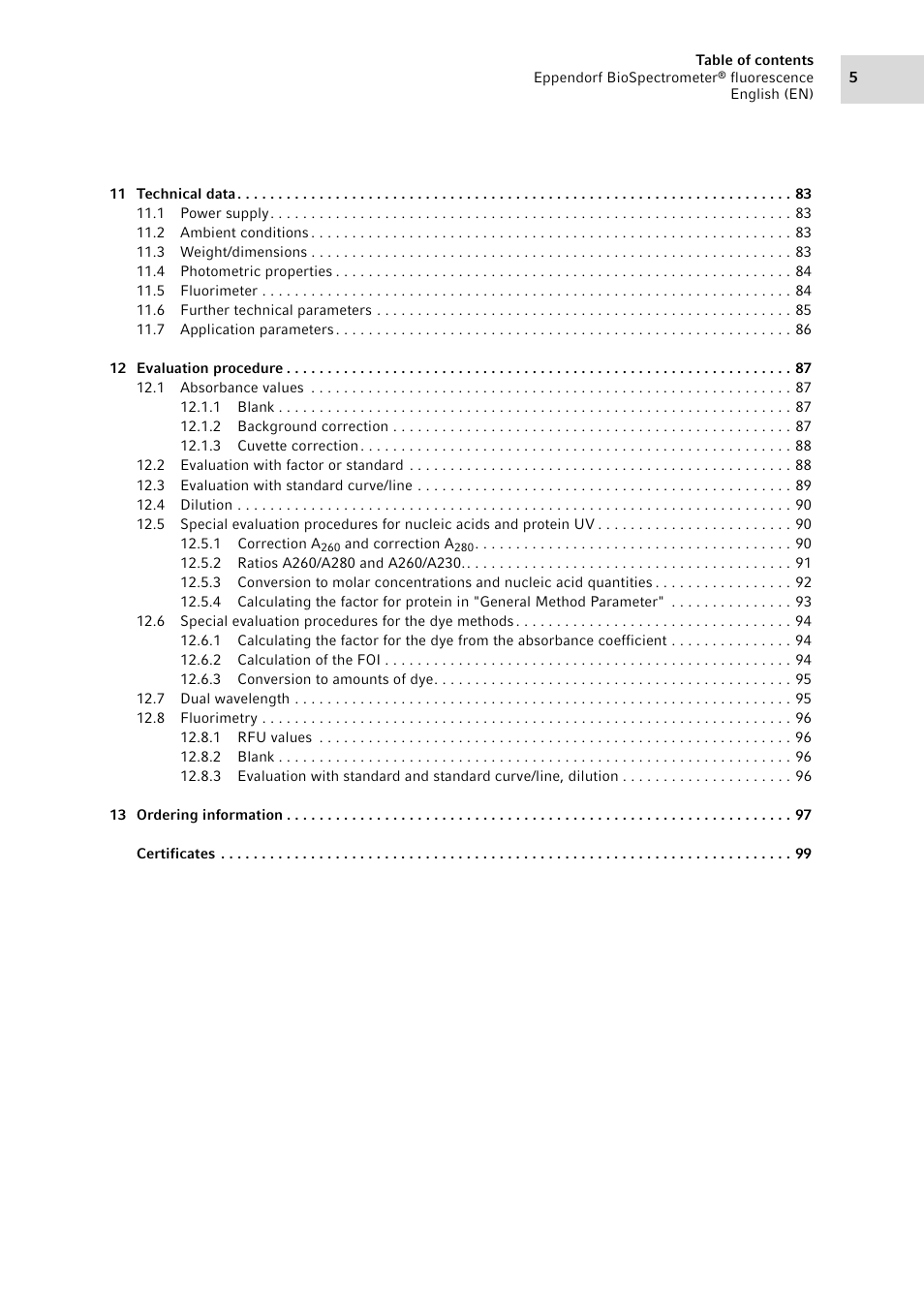 Eppendorf BioSpectrometer fluorescence User Manual | Page 5 / 102