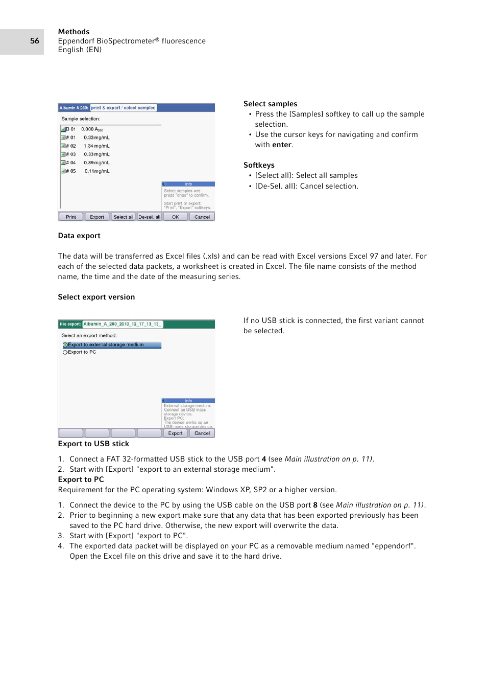 Eppendorf BioSpectrometer fluorescence User Manual | Page 56 / 102