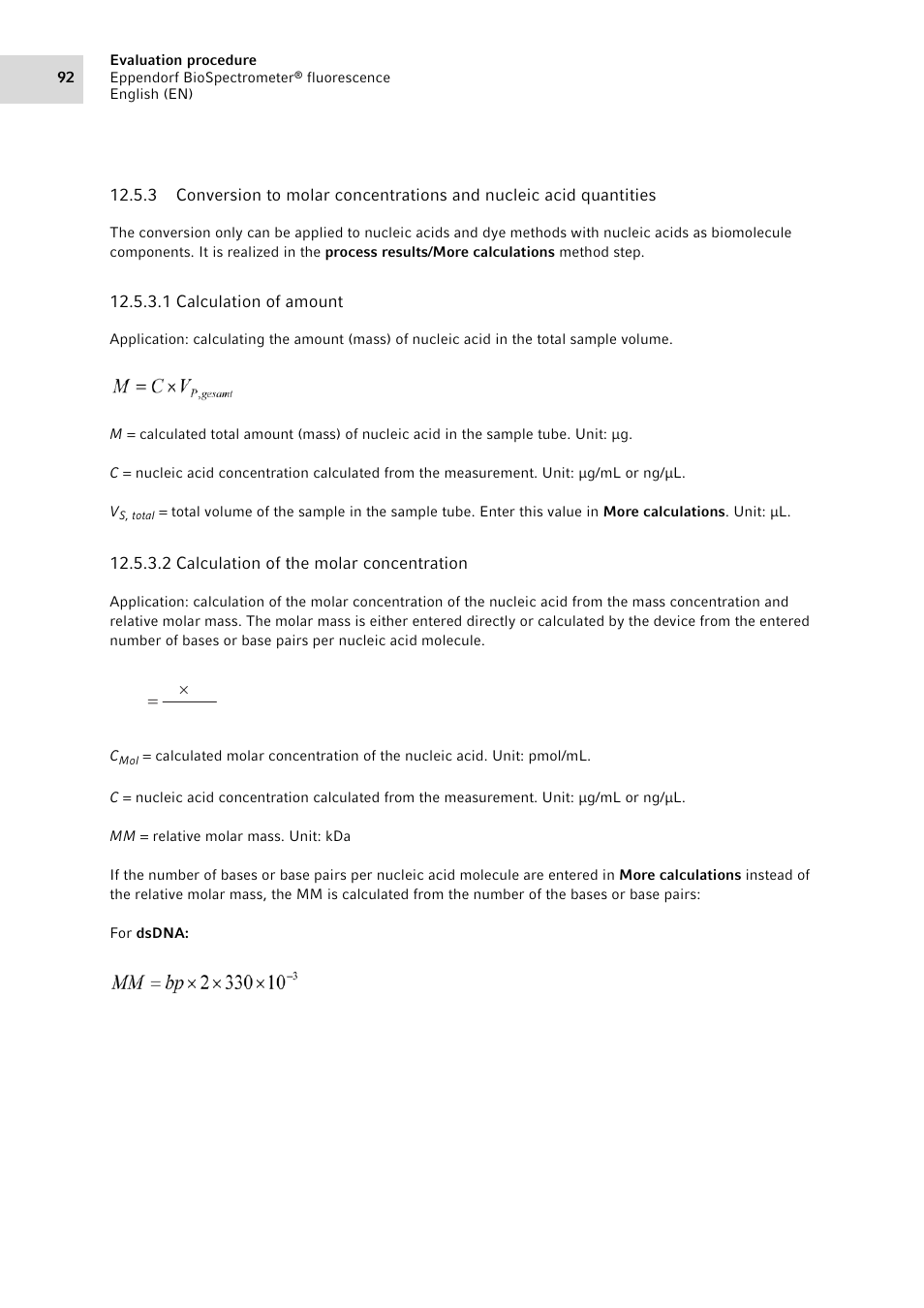 Mm c c, 10 u | Eppendorf BioSpectrometer fluorescence User Manual | Page 92 / 102