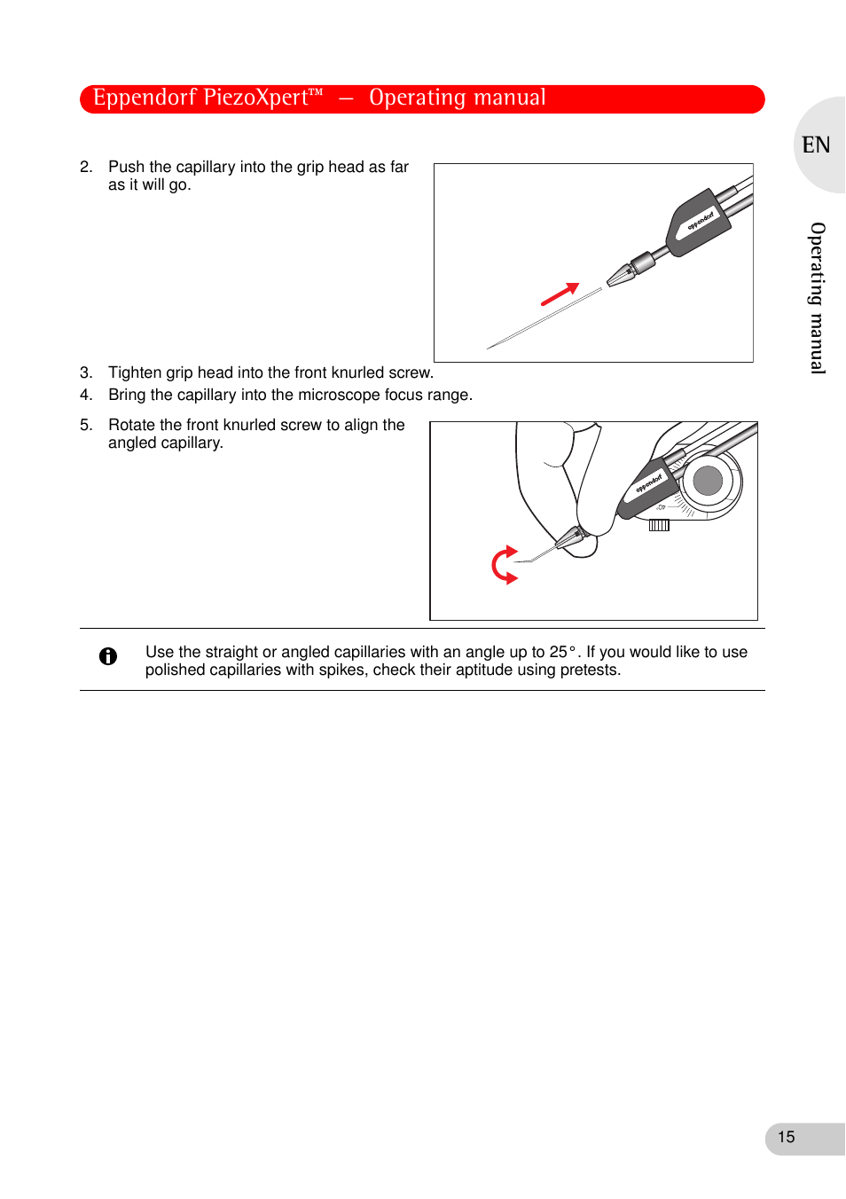 Eppendorf piezoxpert™ — operating manual | Eppendorf PiezoXpert User Manual | Page 15 / 34