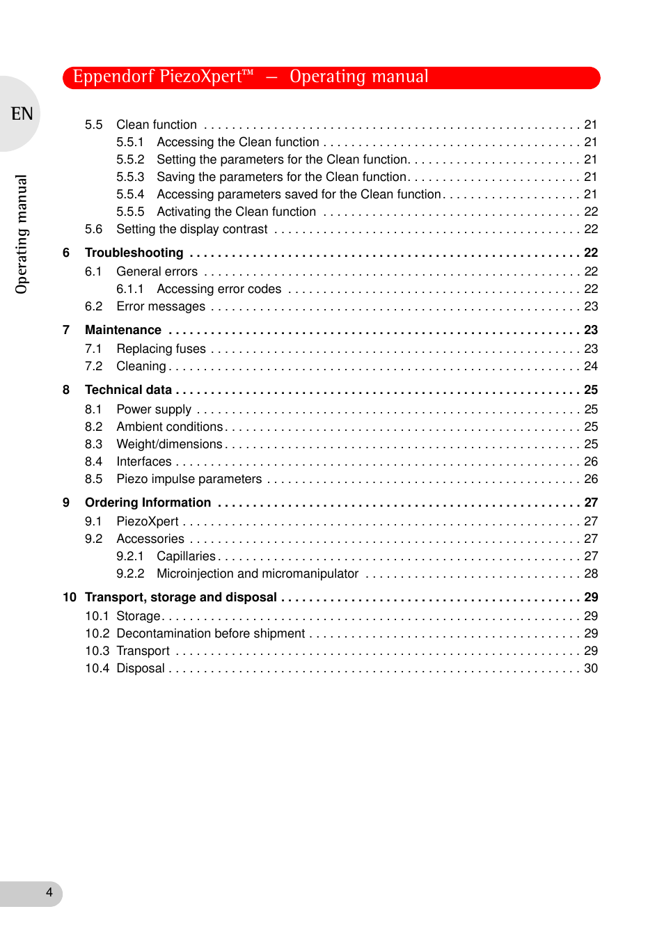 Eppendorf piezoxpert™ — operating manual | Eppendorf PiezoXpert User Manual | Page 4 / 34