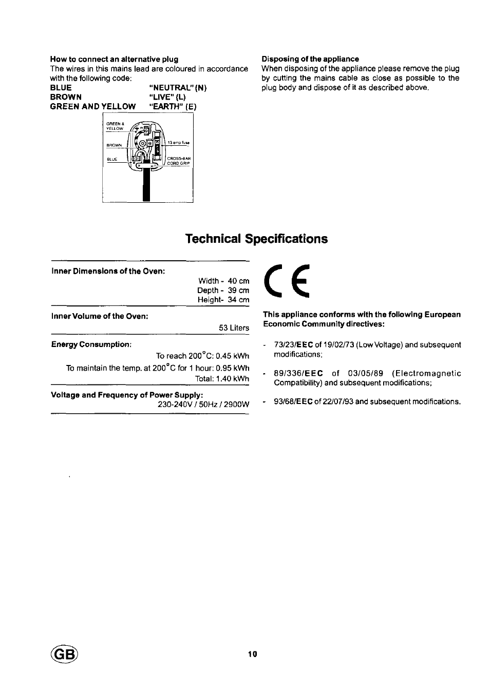Technical specifications | Ariston fm81r ix aus User Manual | Page 10 / 10