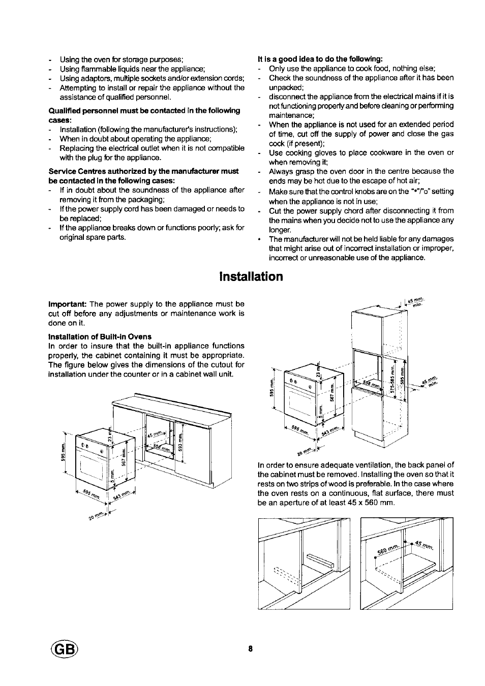 Installation | Ariston fm81r ix aus User Manual | Page 8 / 10