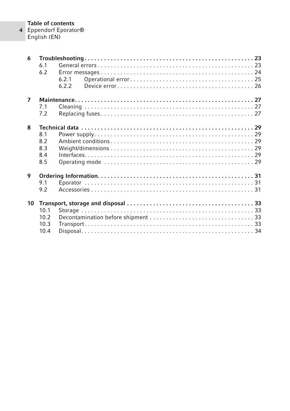 Eppendorf Eporator User Manual | Page 4 / 38
