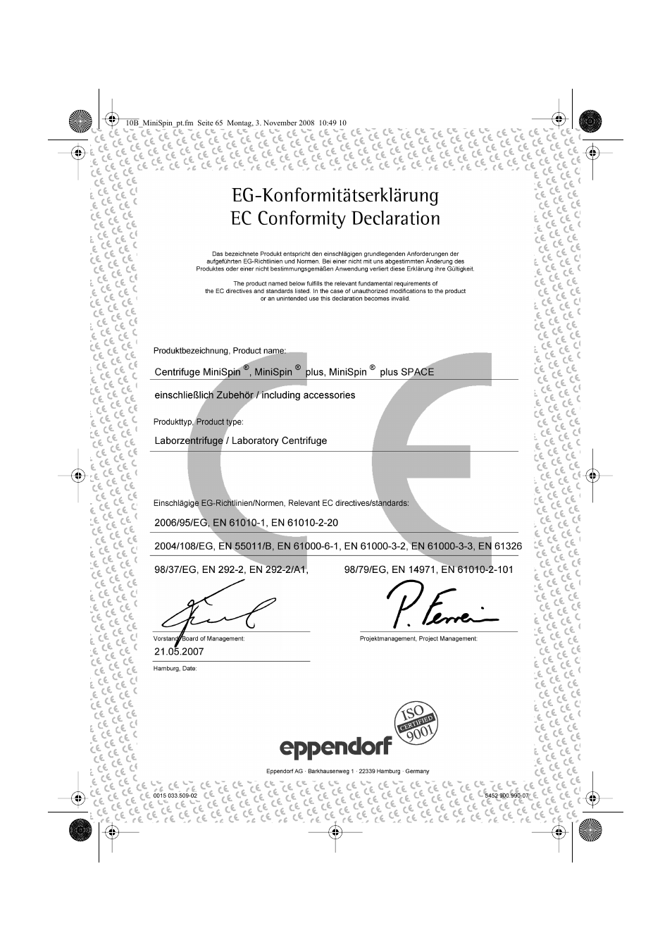 Eppendorf MiniSpin plus User Manual | Page 22 / 25