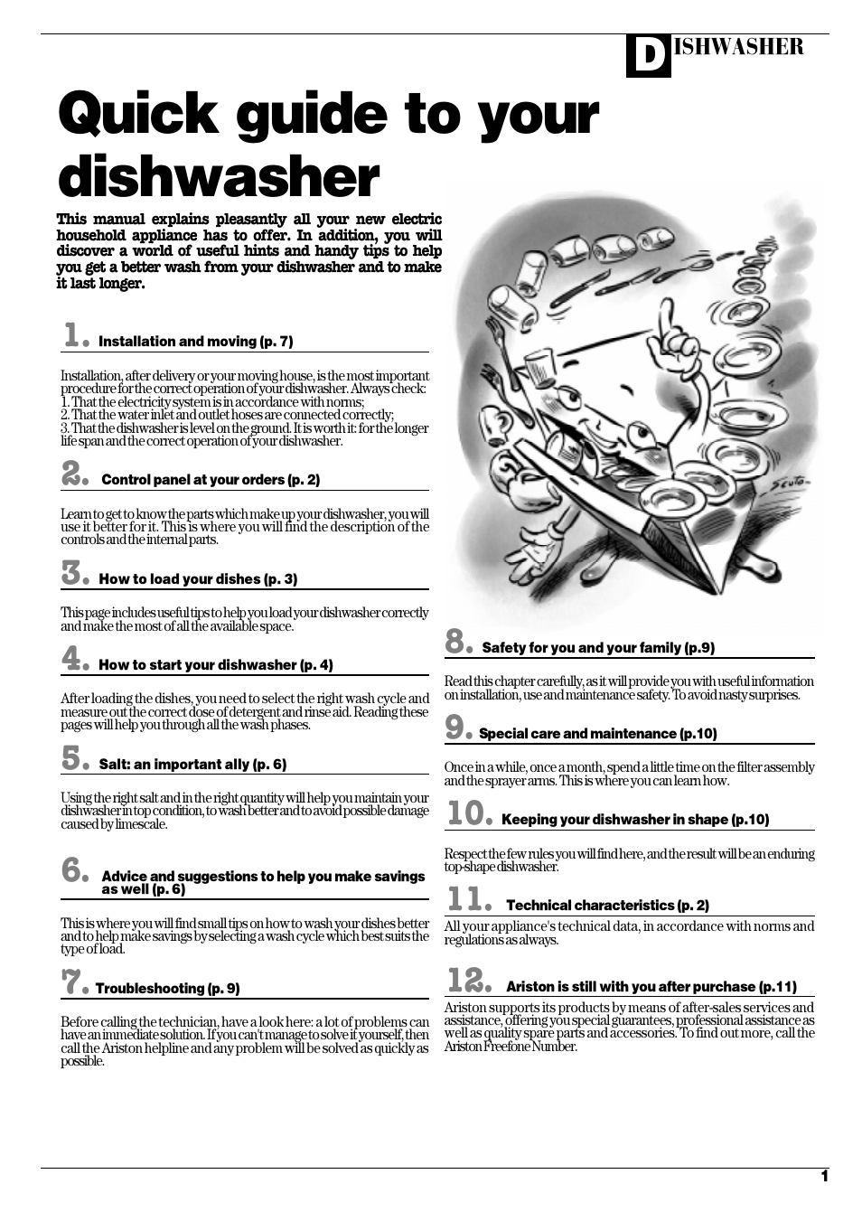 Quick guide to your dishwasher | Ariston LSI 61UK User Manual | Page 2 / 12