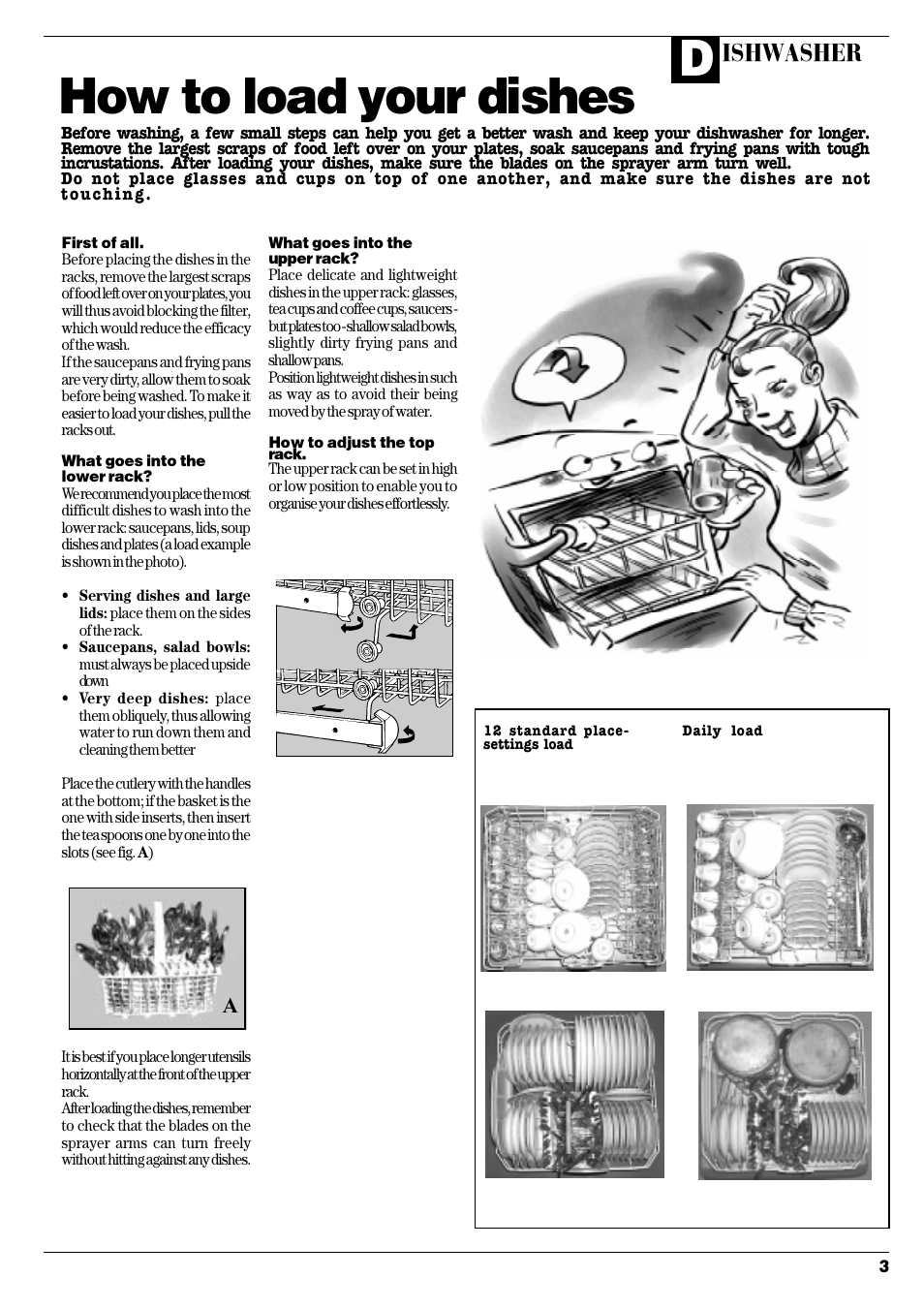 How to load your dishes, Ishwasher | Ariston LSI 61UK User Manual | Page 4 / 12