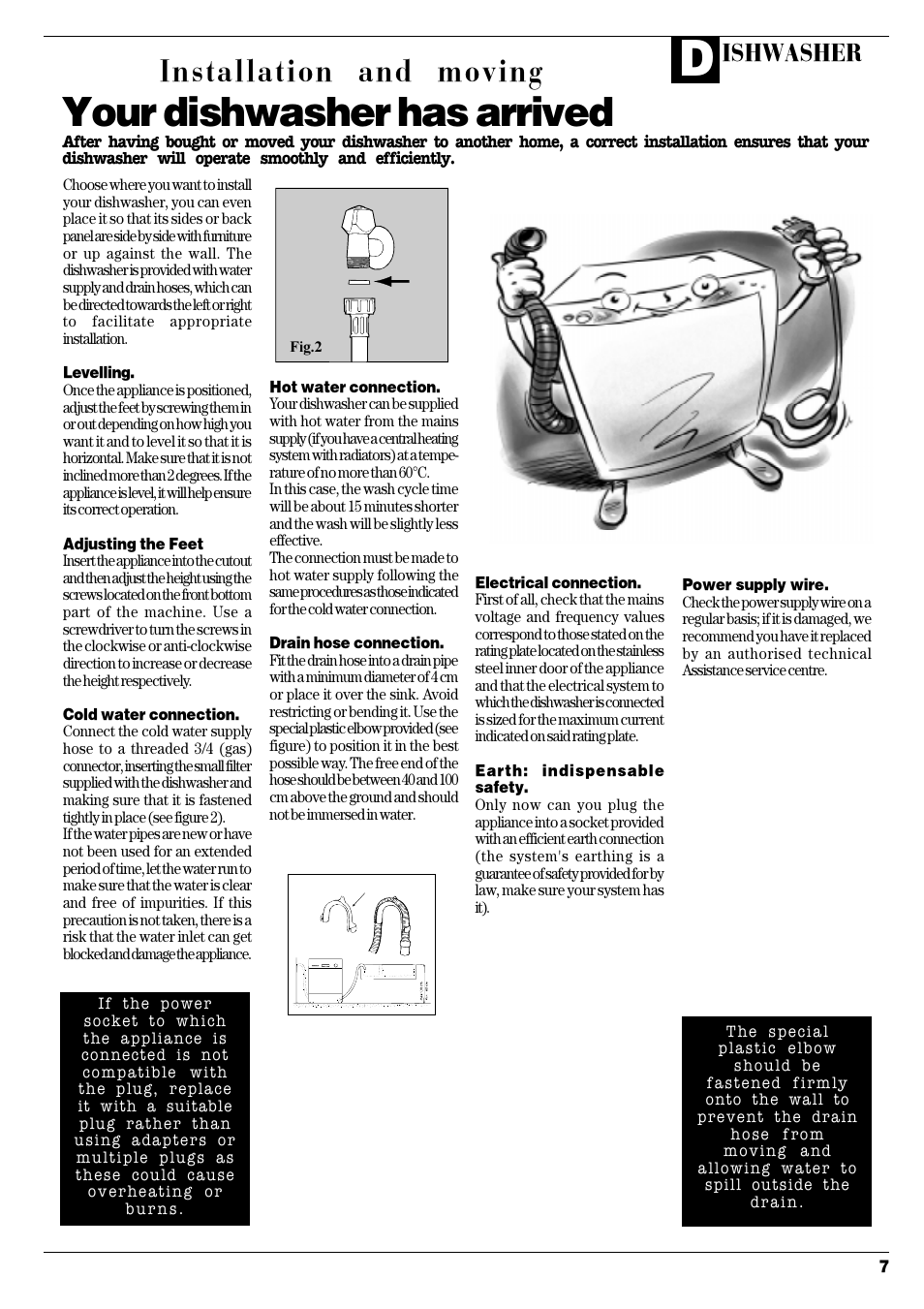 Your dishwasher has arrived, Installation and moving, Ishwasher | Ariston LSI 61UK User Manual | Page 8 / 12