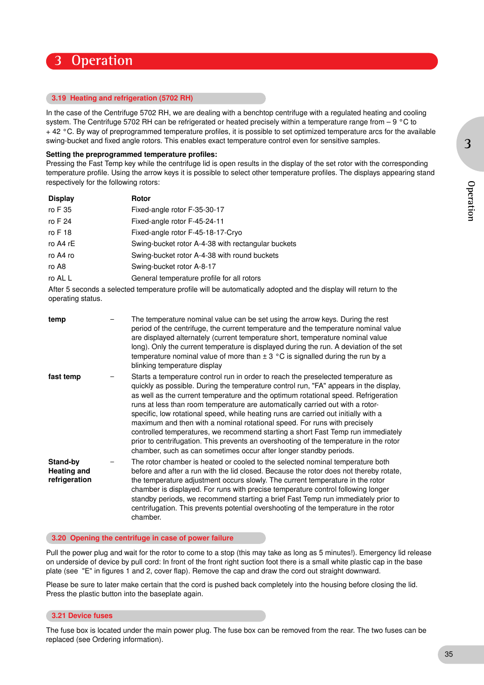 3 operation 3, Operation | Eppendorf 5702 RH Centrifuge User Manual | Page 16 / 27