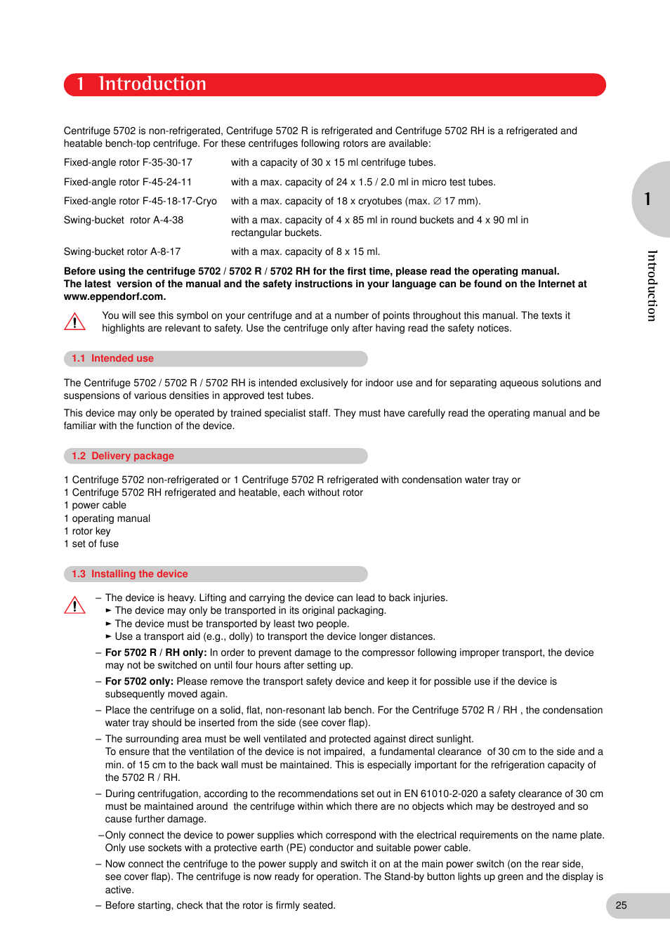 1 introduction, Introduction | Eppendorf 5702 RH Centrifuge User Manual | Page 6 / 27