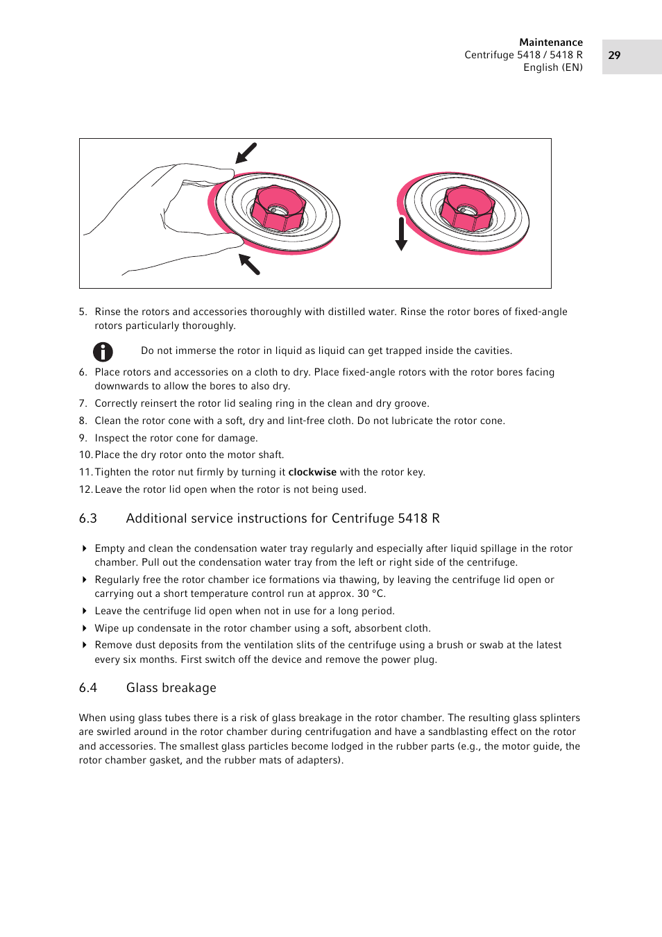 4 glass breakage, Glass breakage | Eppendorf 5418 R Centrifuge User Manual | Page 29 / 80