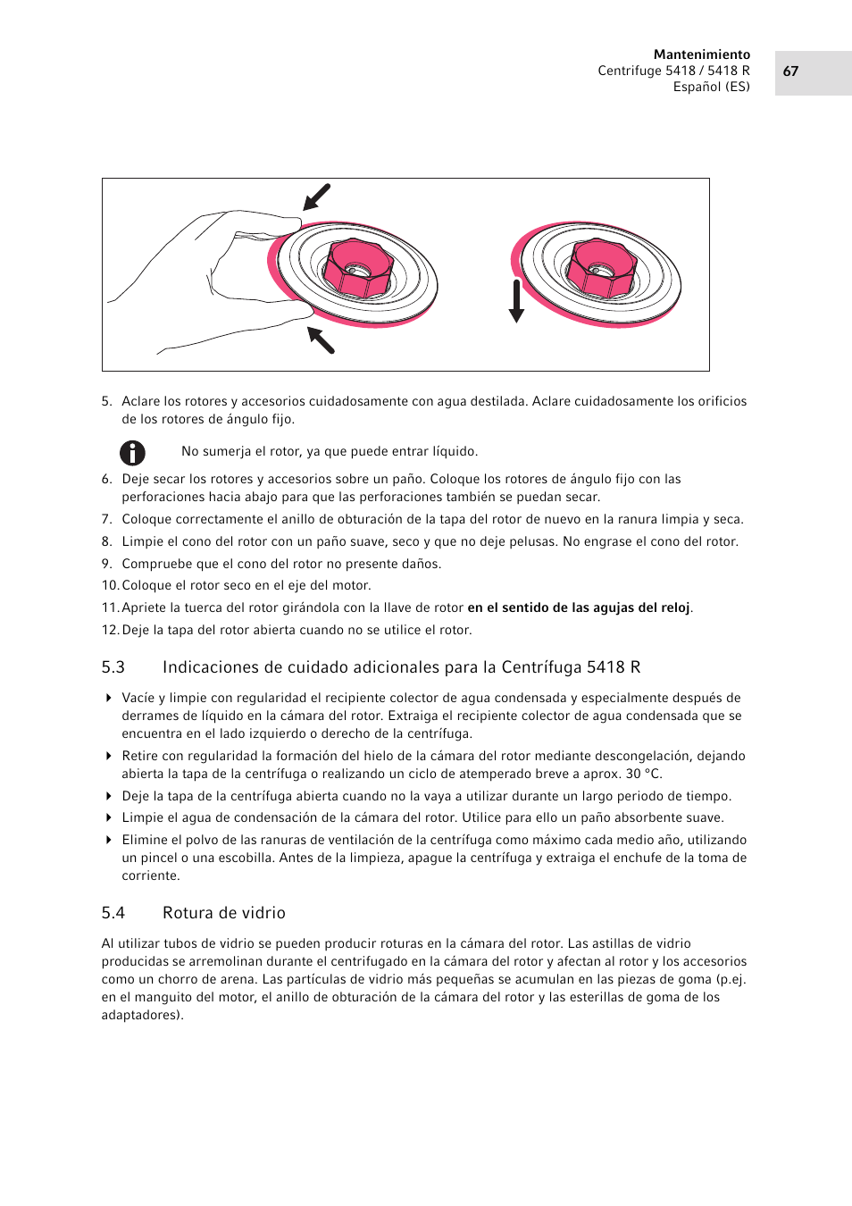 4 rotura de vidrio, Rotura de vidrio | Eppendorf 5418 R Centrifuge User Manual | Page 67 / 80