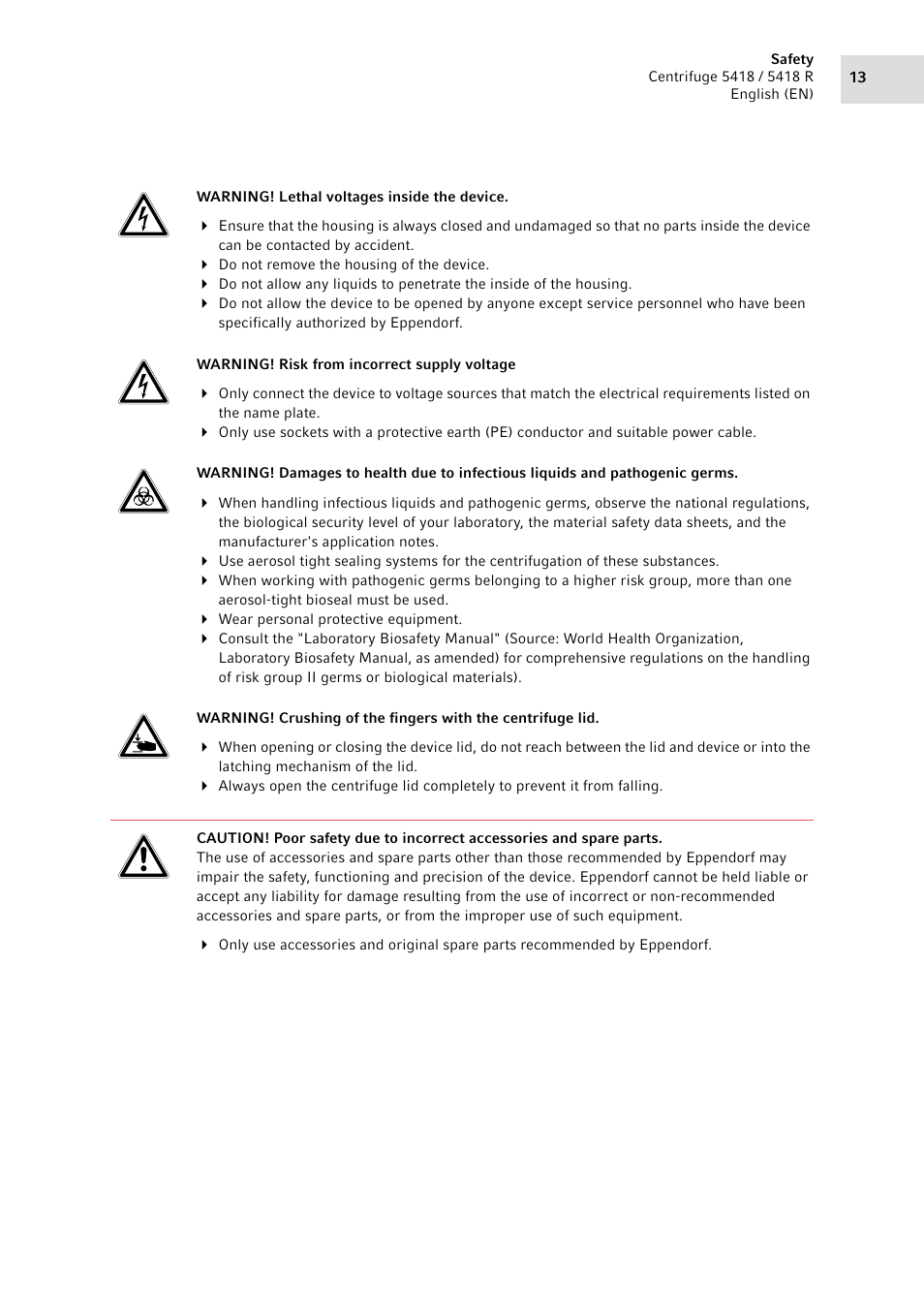 Eppendorf 5418 R Centrifuge User Manual | Page 13 / 48