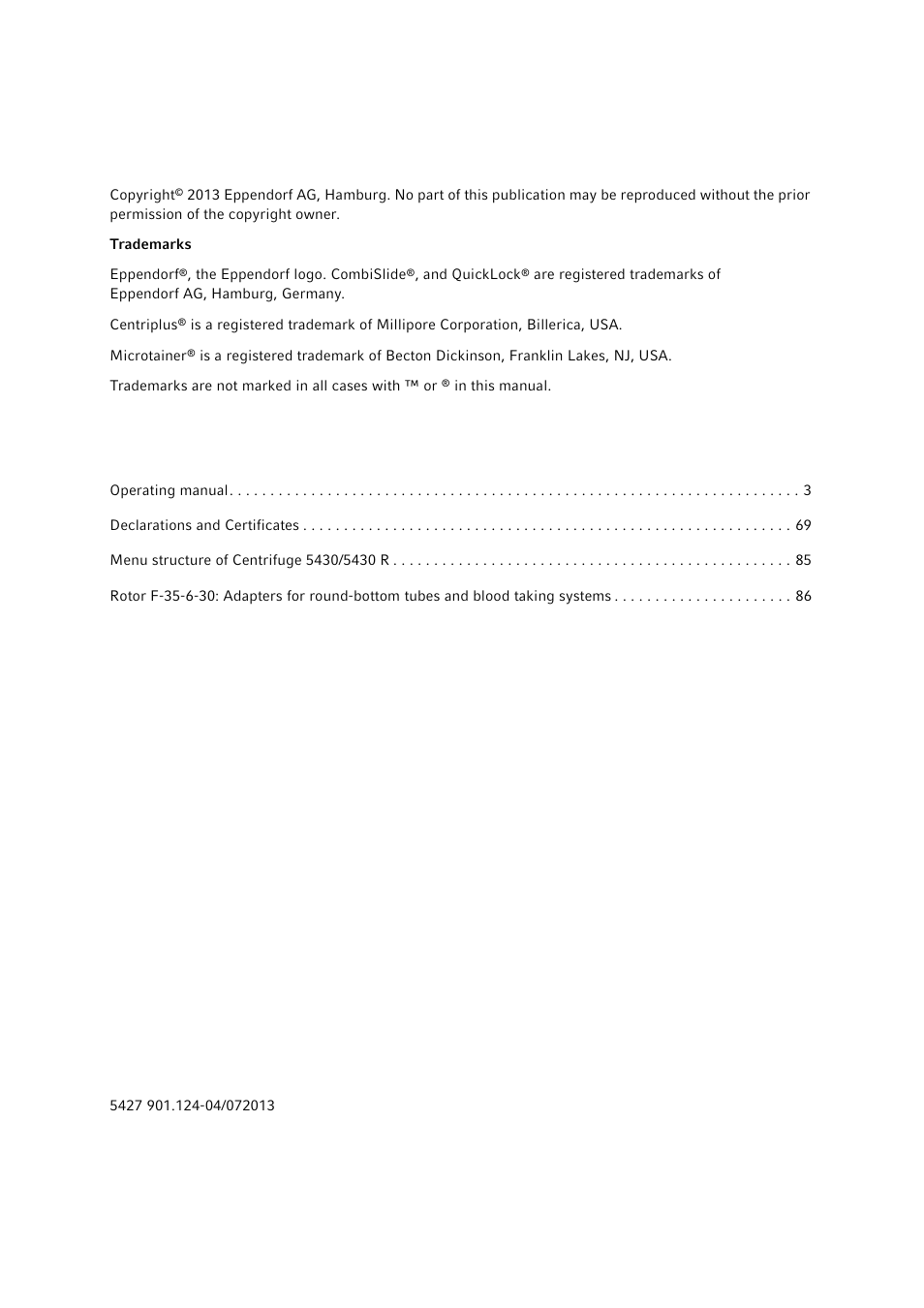 Eppendorf 5430 R Centrifuge User Manual | Page 2 / 88