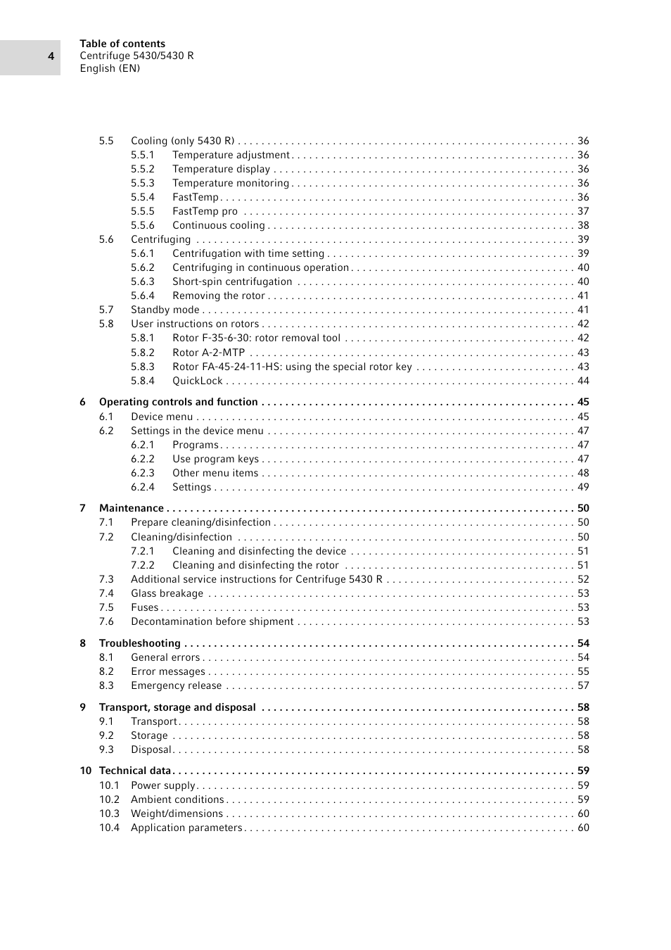 Eppendorf 5430 R Centrifuge User Manual | Page 4 / 88