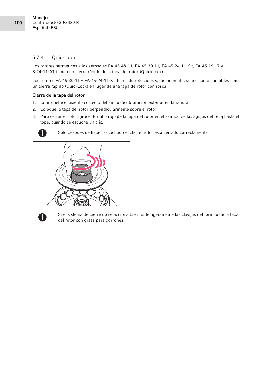 4 quicklock, Quicklock | Eppendorf 5430 R Centrifuge User Manual | Page 100 / 130