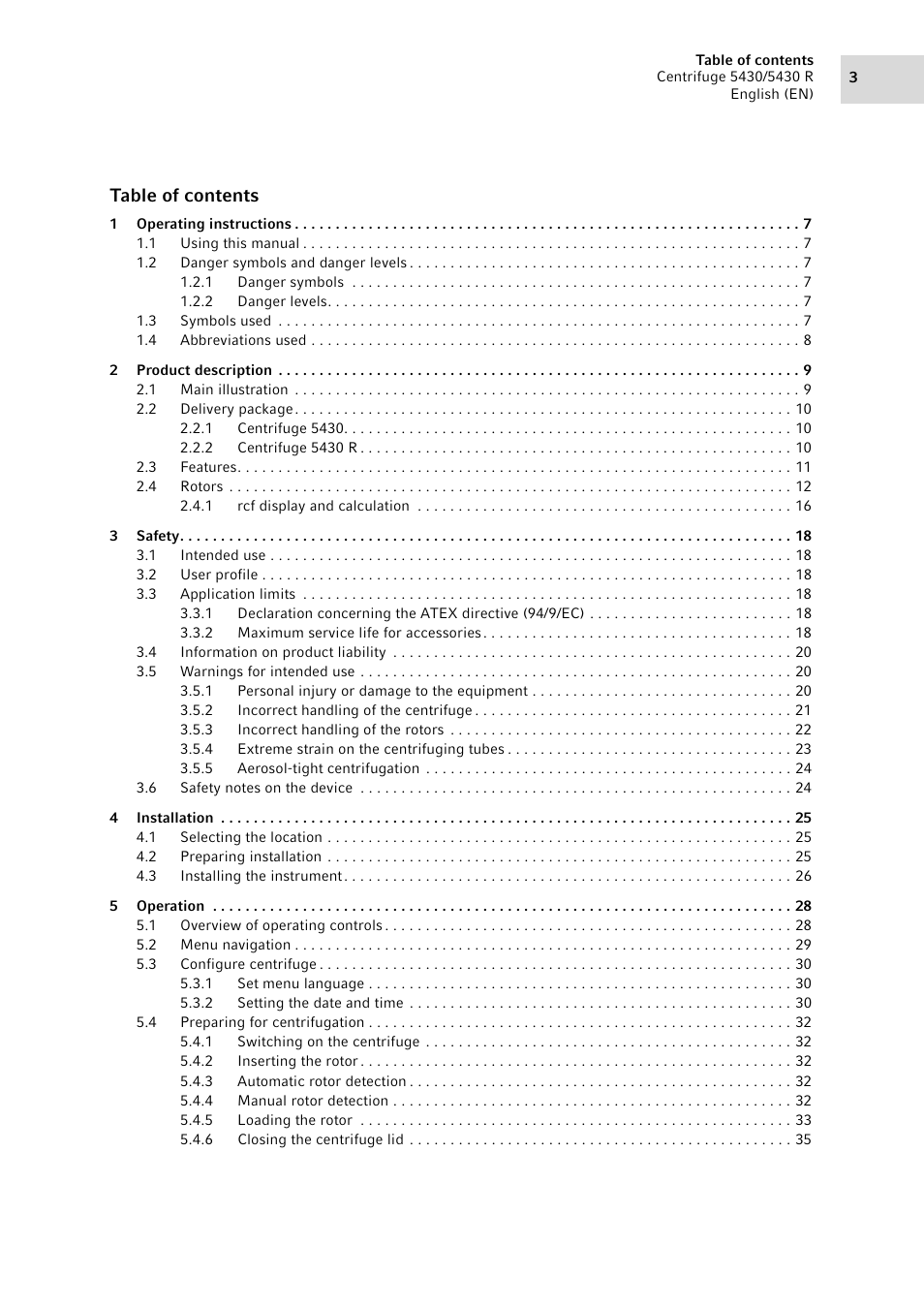 Eppendorf 5430 R Centrifuge User Manual | Page 3 / 130