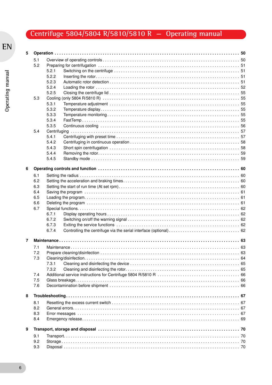 Operating manual | Eppendorf 5810 R Centrifuge User Manual | Page 6 / 95