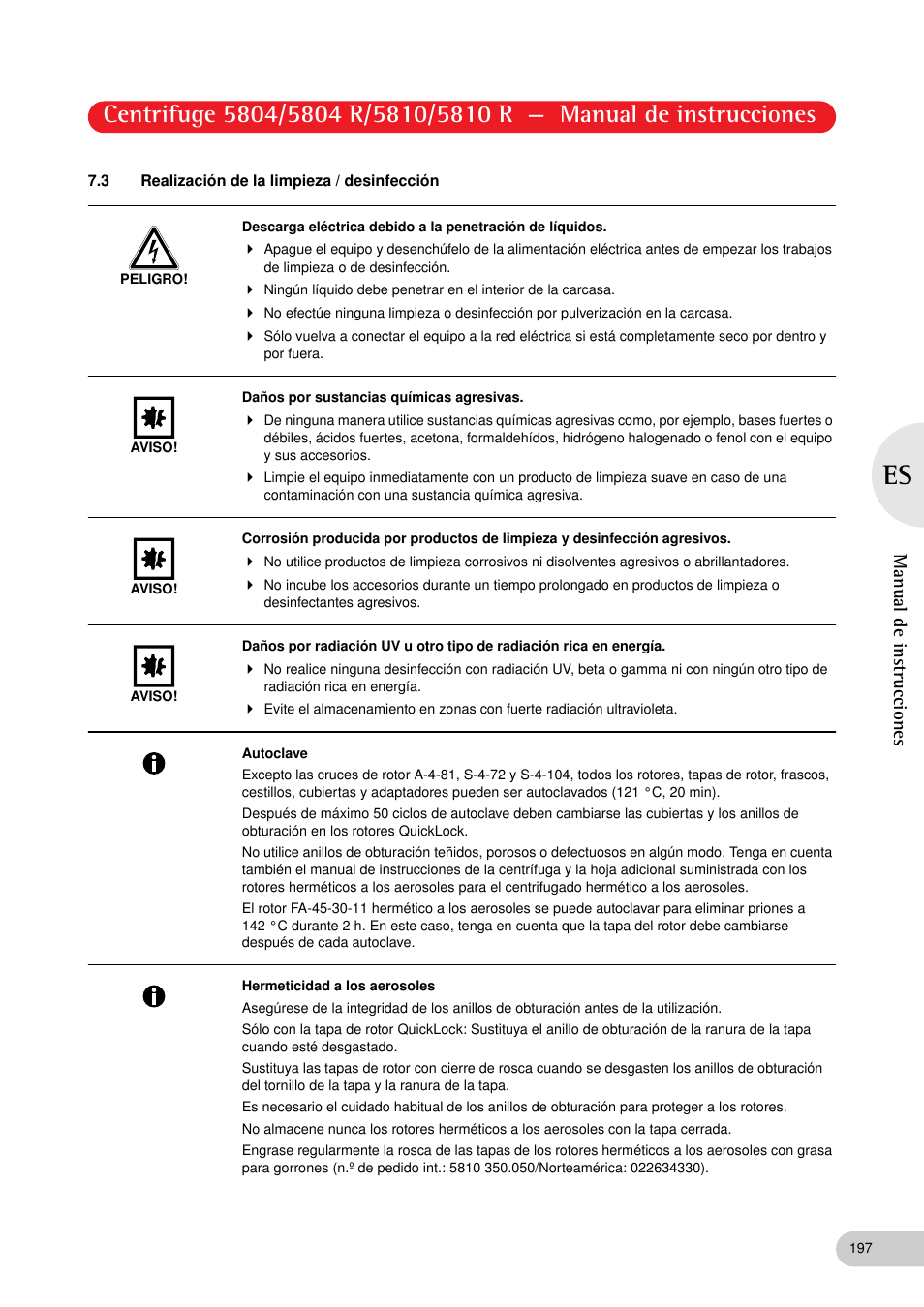 3 realización de la limpieza / desinfección, Manual de instrucciones | Eppendorf 5810 R Centrifuge User Manual | Page 109 / 127