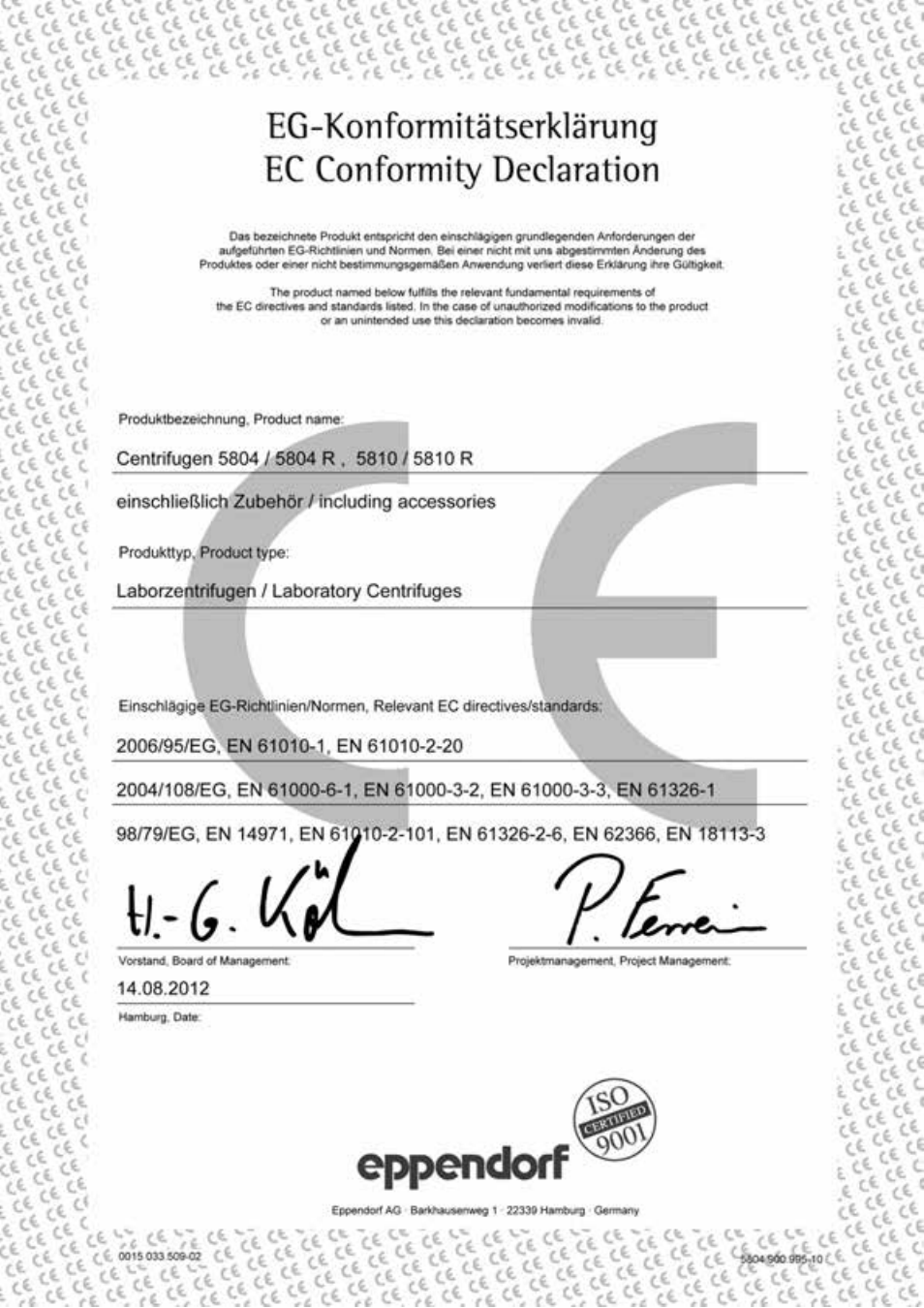 Declarations and certificates | Eppendorf 5810 R Centrifuge User Manual | Page 117 / 127