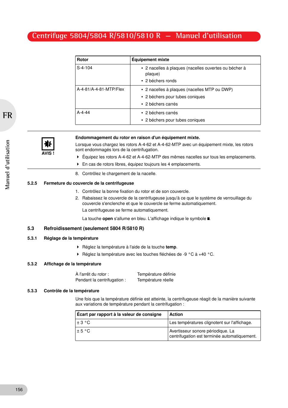 5 fermeture du couvercle de la centrifugeuse, 3 refroidissement (seulement 5804 r/5810 r), 1 réglage de la température | 2 affichage de la température, 3 contrôle de la température, Manuel d'utilisation | Eppendorf 5810 R Centrifuge User Manual | Page 102 / 129