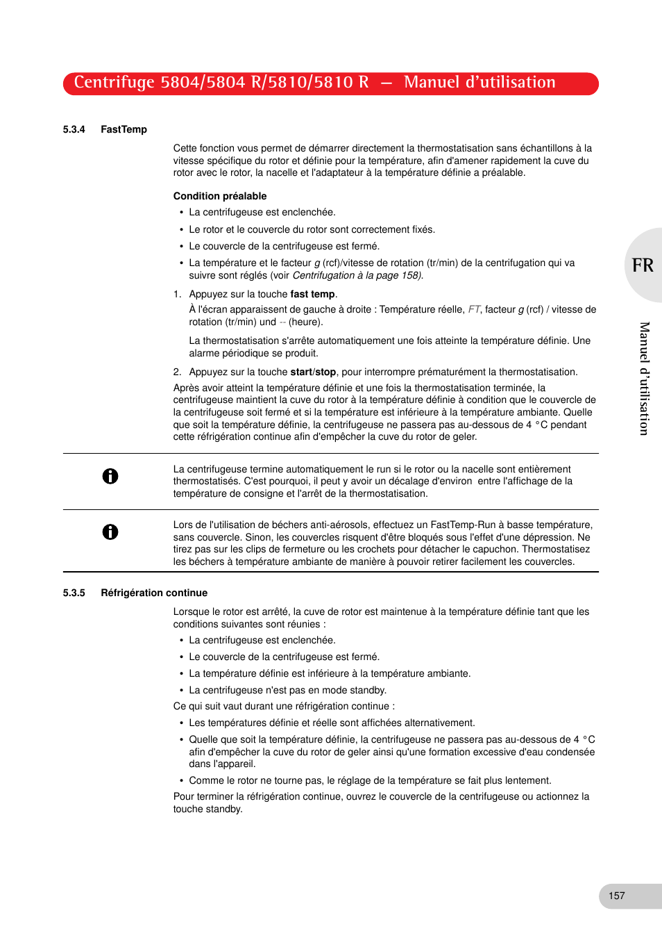 4 fasttemp, 5 réfrigération continue, Manuel d'utilisation | Eppendorf 5810 R Centrifuge User Manual | Page 103 / 129