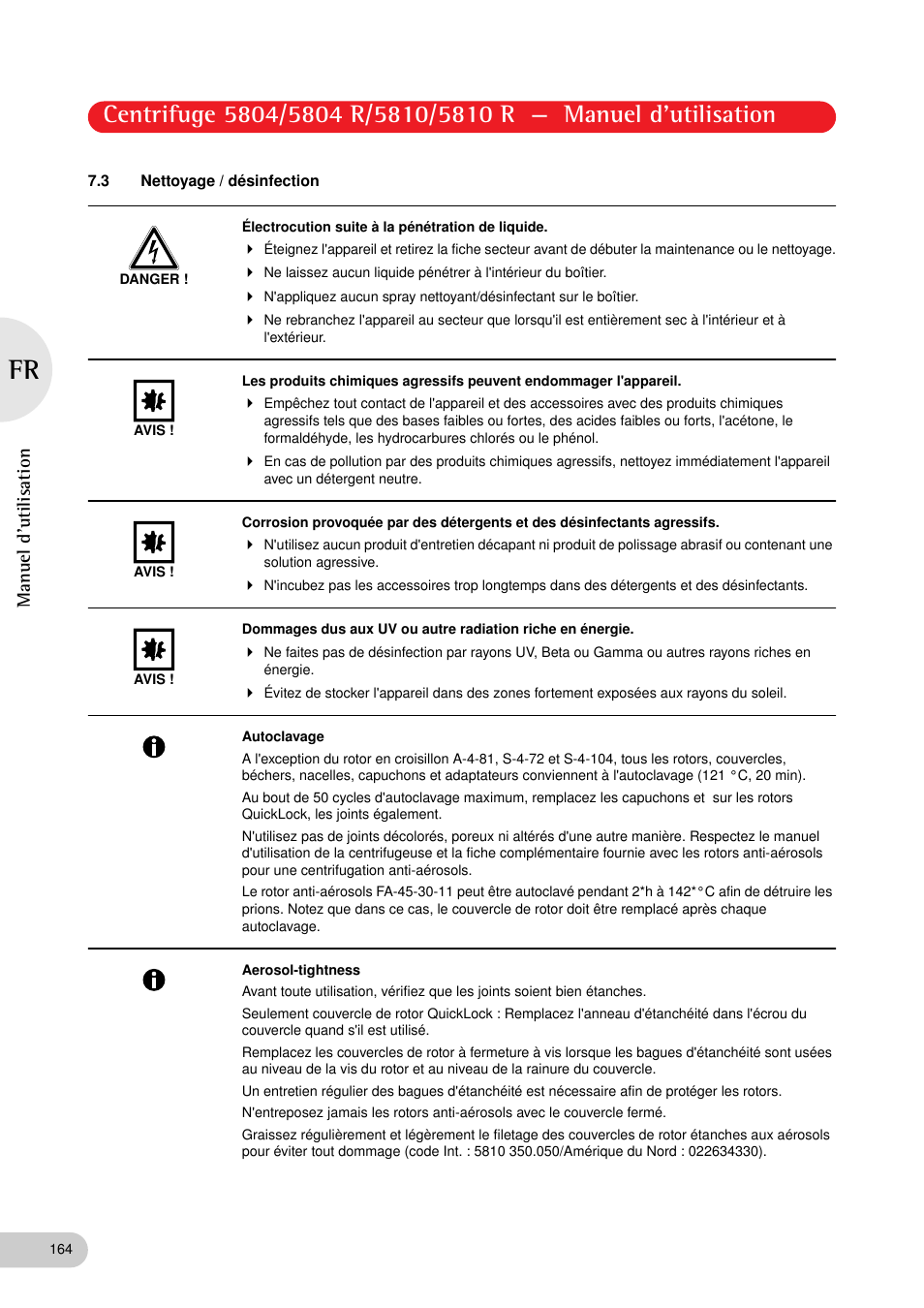 3 nettoyage / désinfection, Manuel d'utilisation | Eppendorf 5810 R Centrifuge User Manual | Page 110 / 129