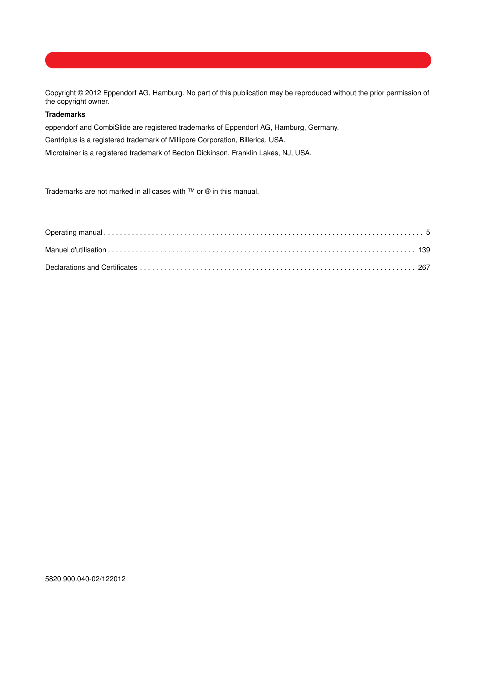 Eppendorf 5810 R Centrifuge User Manual | Page 2 / 129