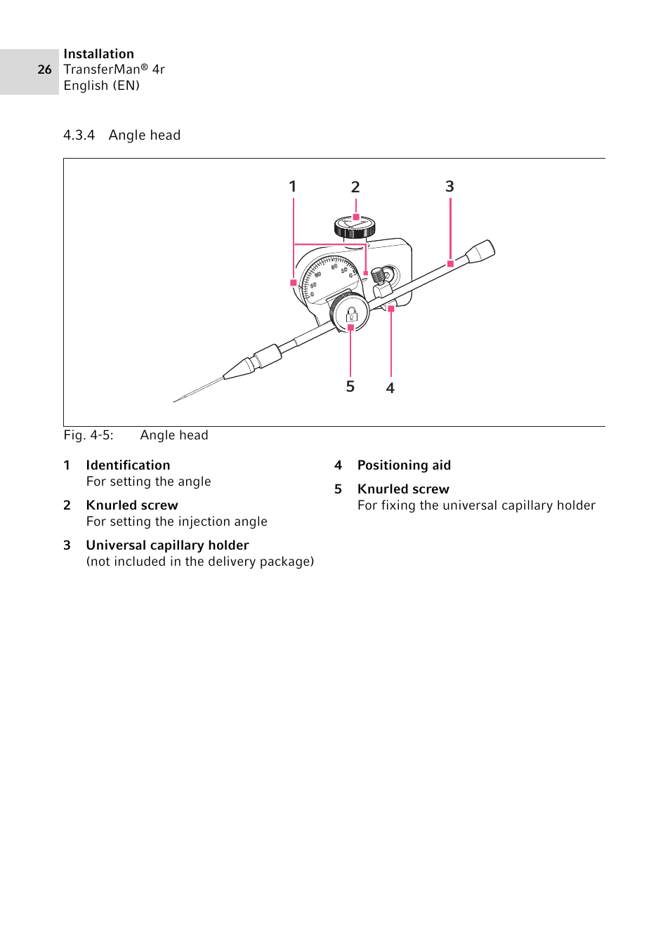 4 angle head, Angle head | Eppendorf TransferMan4 r User Manual | Page 26 / 102