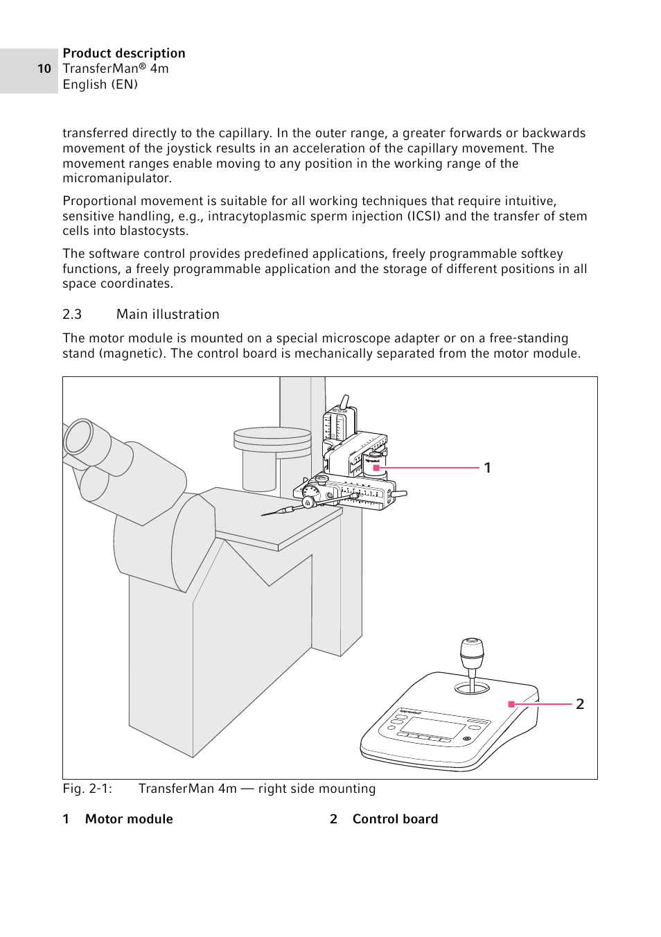 3 main illustration, Main illustration | Eppendorf TransferMan4 m User Manual | Page 10 / 96