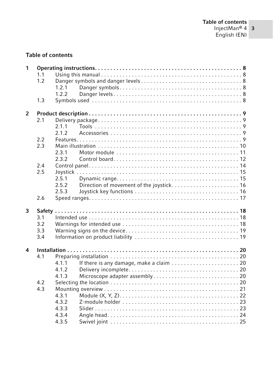 Eppendorf InjectMan 4 User Manual | Page 3 / 100