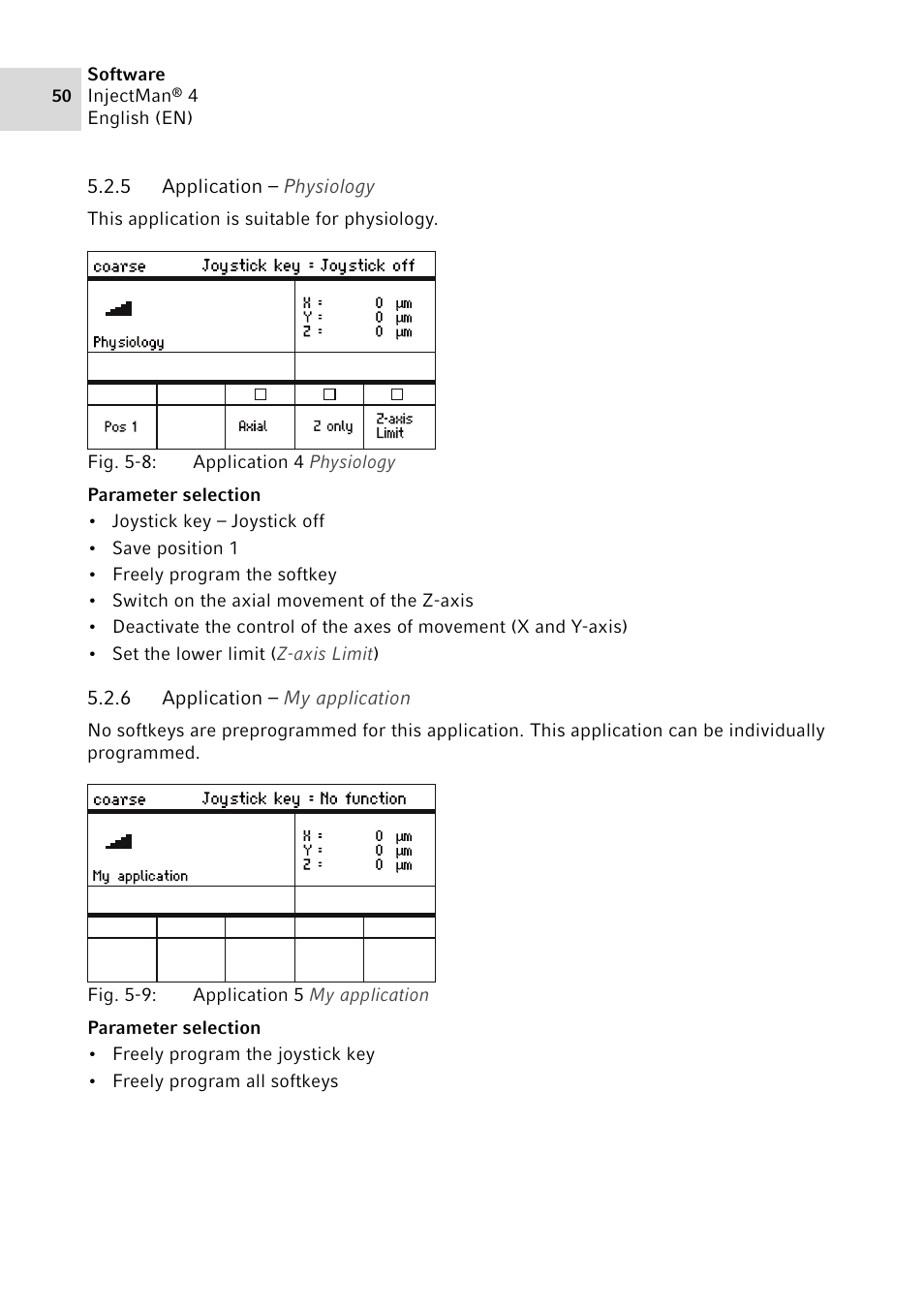 5 application – physiology, 6 application – my application | Eppendorf InjectMan 4 User Manual | Page 50 / 100