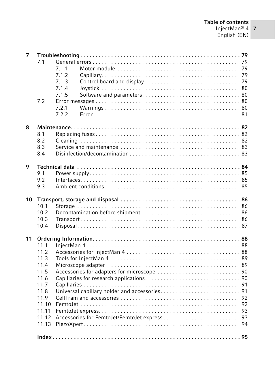 Eppendorf InjectMan 4 User Manual | Page 7 / 100