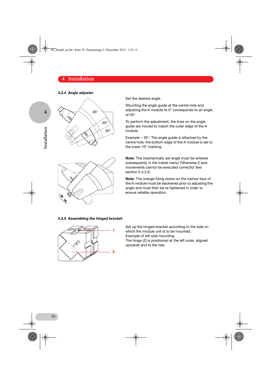 4 installation, Installation | Eppendorf InjectMan NI 2 User Manual | Page 17 / 60