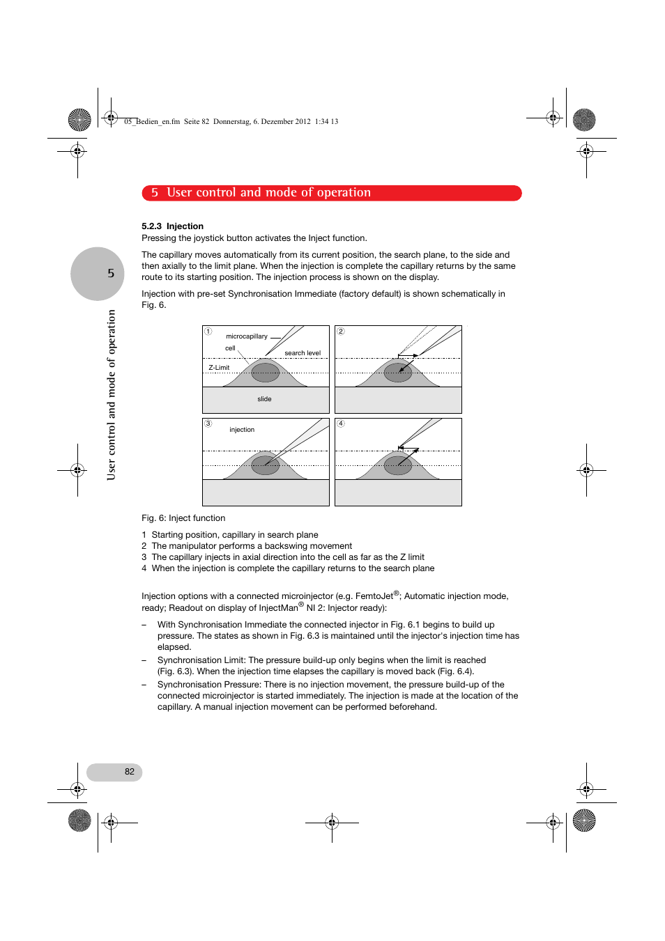 5 user control and mode of operation 5, User control and mode of operation | Eppendorf InjectMan NI 2 User Manual | Page 29 / 60