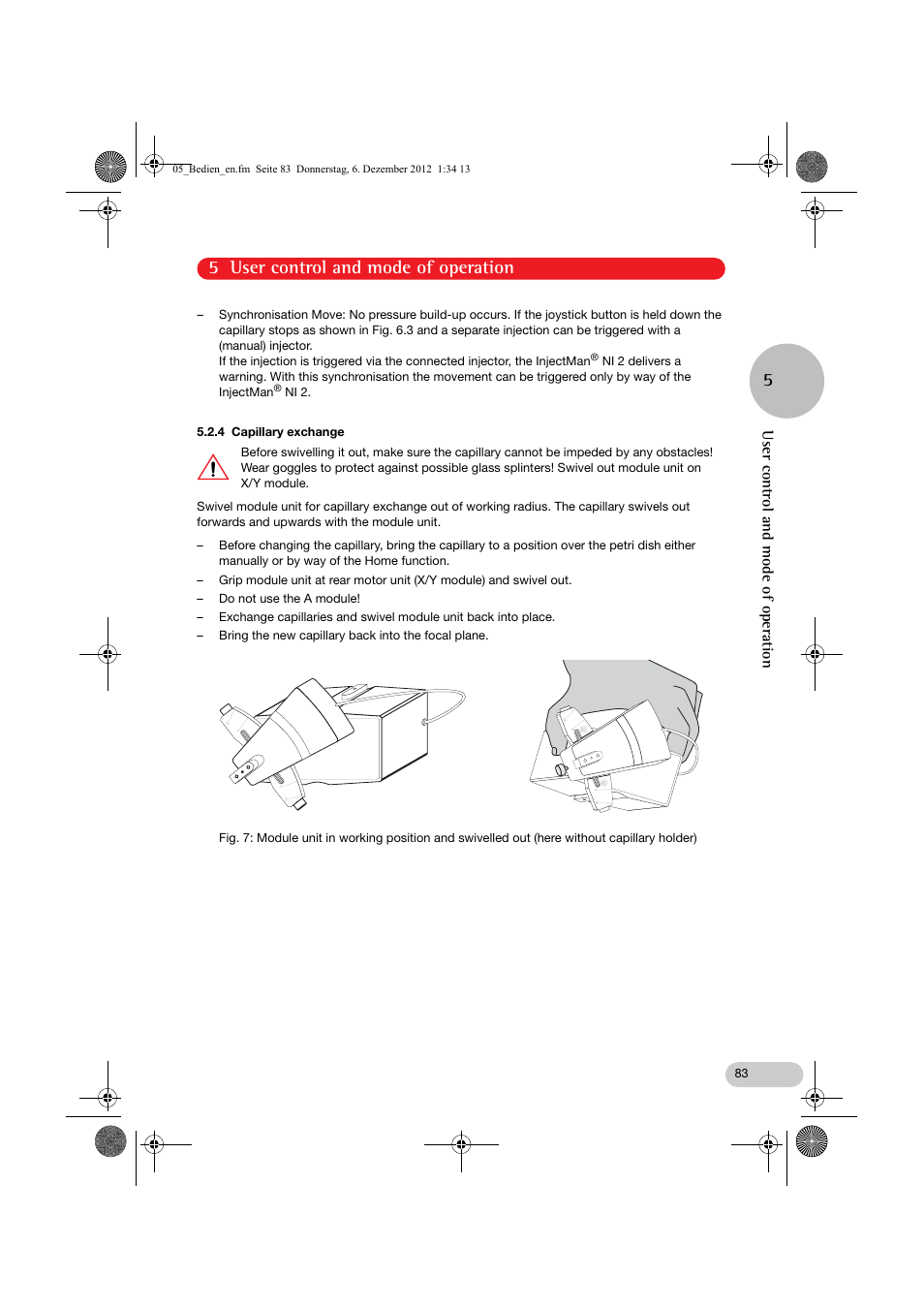 5 user control and mode of operation, User control and mode of operation | Eppendorf InjectMan NI 2 User Manual | Page 30 / 60