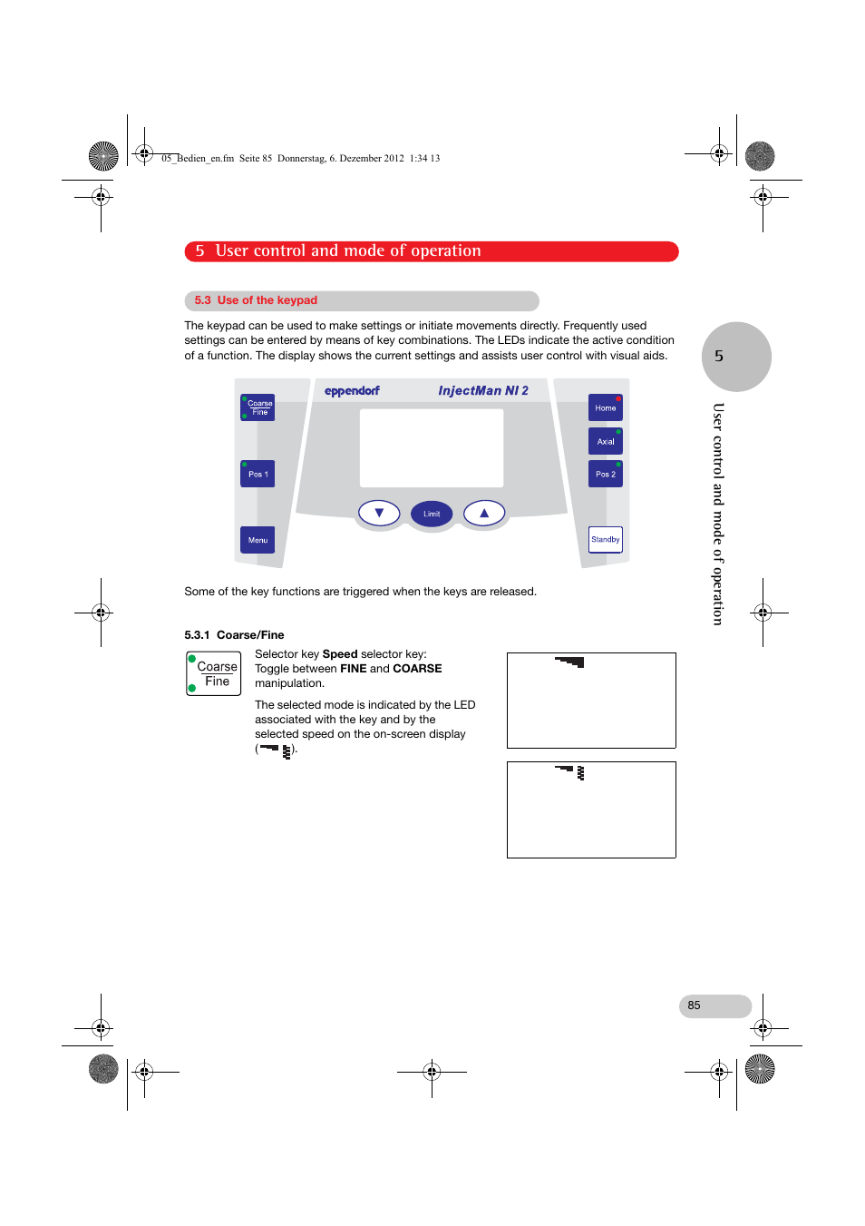 5 user control and mode of operation | Eppendorf InjectMan NI 2 User Manual | Page 32 / 60