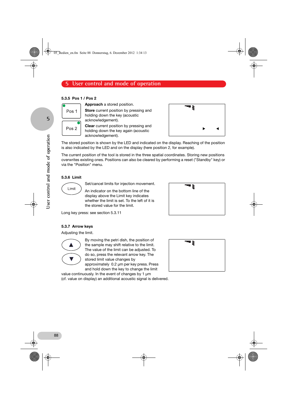 5 user control and mode of operation, User control and mode of operation | Eppendorf InjectMan NI 2 User Manual | Page 35 / 60