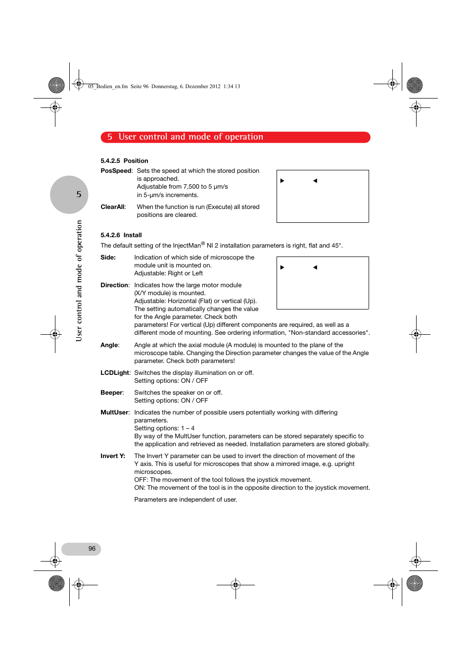 5 user control and mode of operation, User control and mode of operation | Eppendorf InjectMan NI 2 User Manual | Page 43 / 60