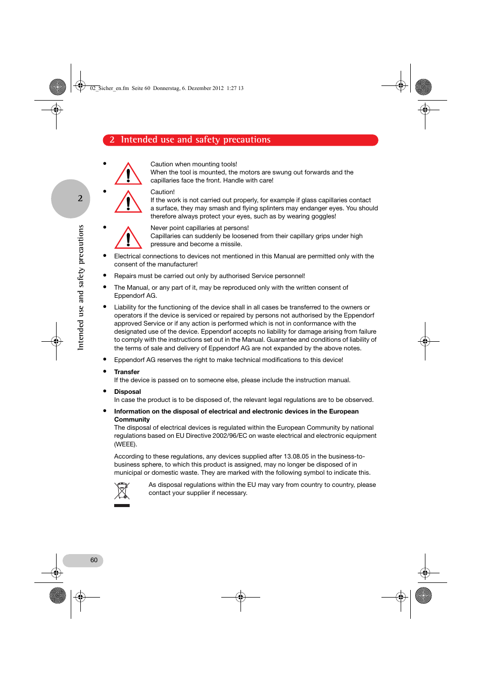 2 intended use and safety precautions | Eppendorf InjectMan NI 2 User Manual | Page 7 / 60